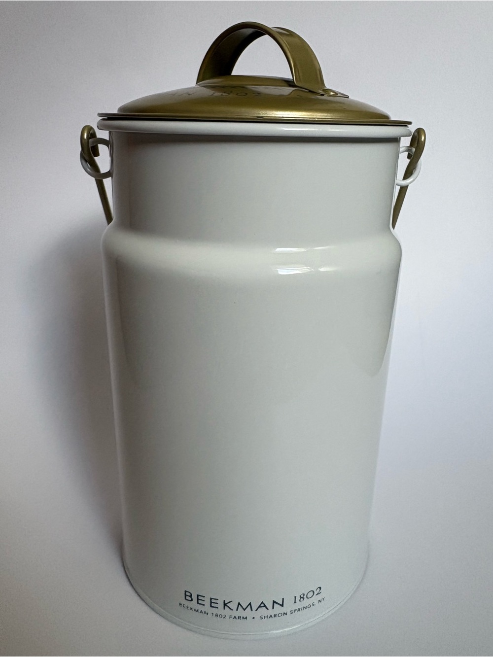 Beekman 1802 White Metal Canister with Gold-Tone Lid